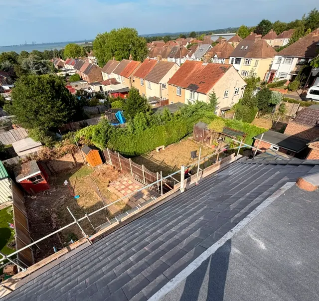 A finished roof looking out over North London gardens